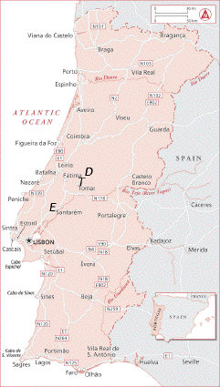 The Locations of Tomar, Dornes and Eyreira